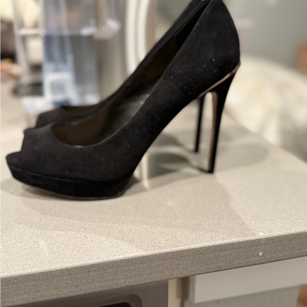 Aldo Black Peep-Toe Heels